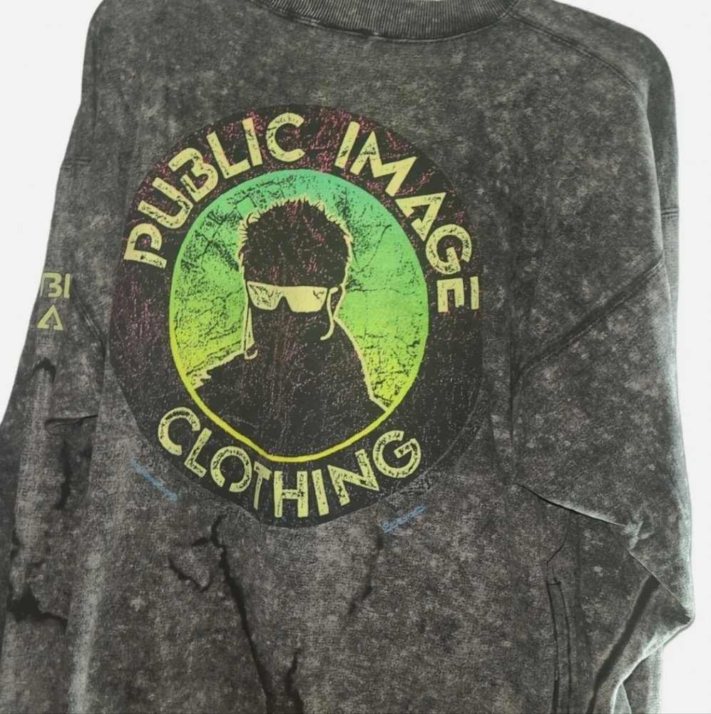 80's Public Image Clothing Vintage Long Sleeve T Shirt Gray made in usa